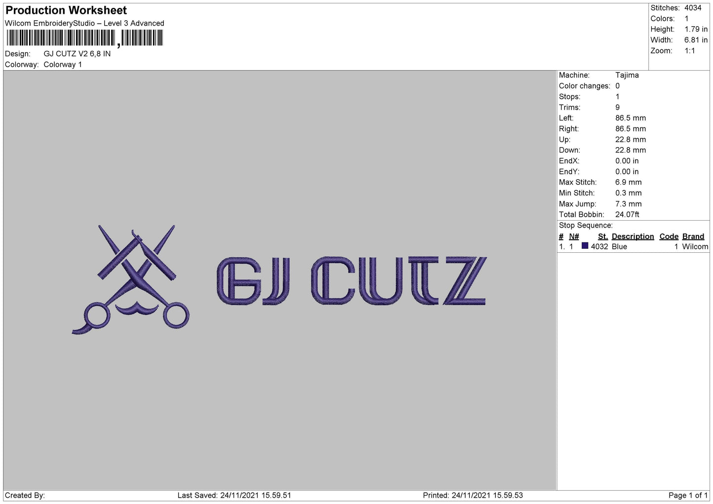 GJ Cutz V2 Embroidery File 4 size