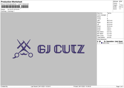 GJ Cutz V2 Embroidery File 4 size