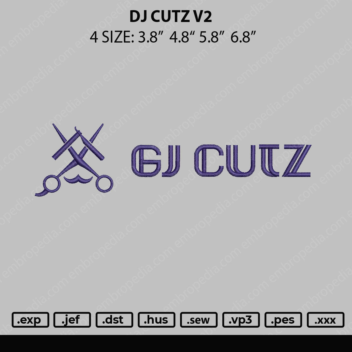 GJ Cutz V2 Embroidery File 4 size