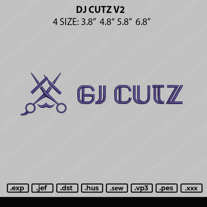 GJ Cutz V2 Embroidery File 4 size