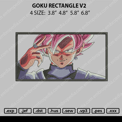 Goku Rectangle V2 Embroidery File 4 size
