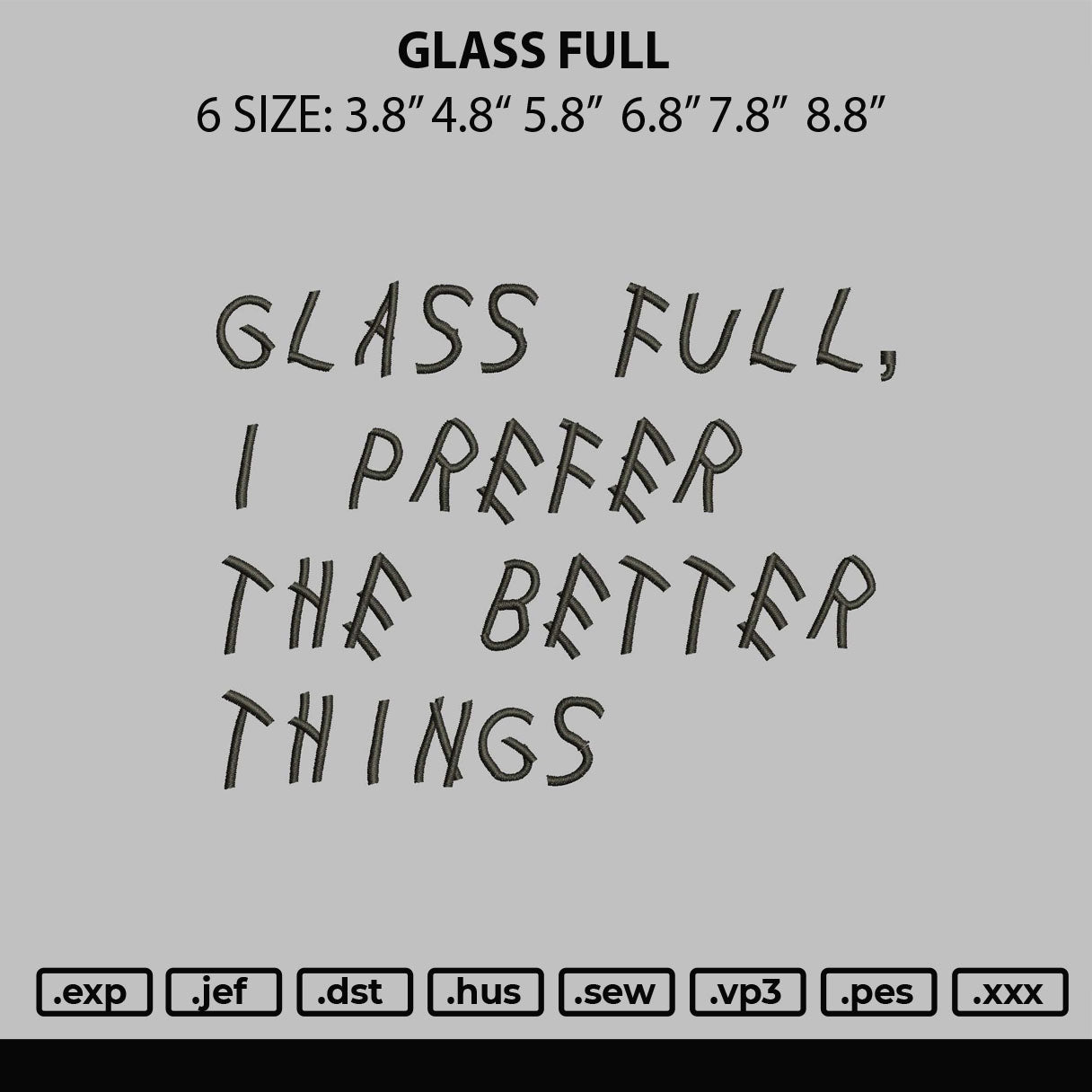Glass Full Embroidery File 6 sizes