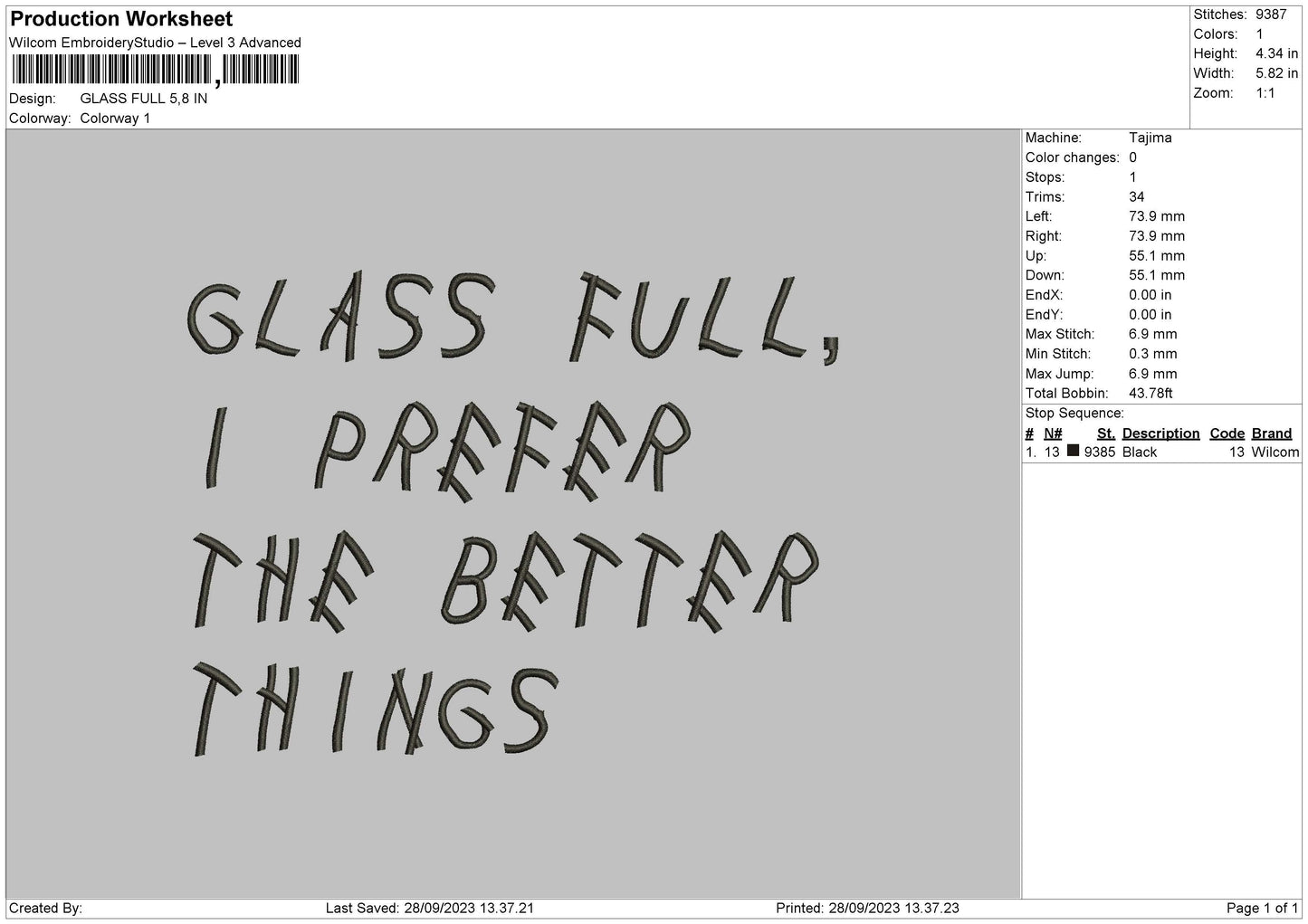 Glass Full Embroidery File 6 sizes