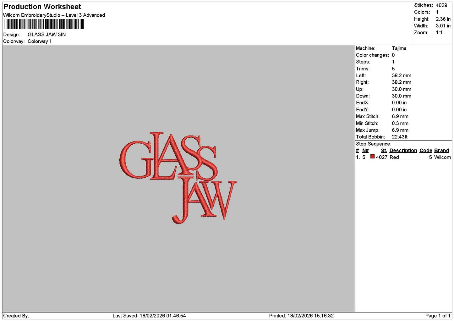 Glasstext 1802 Embroidery File 6 sizes