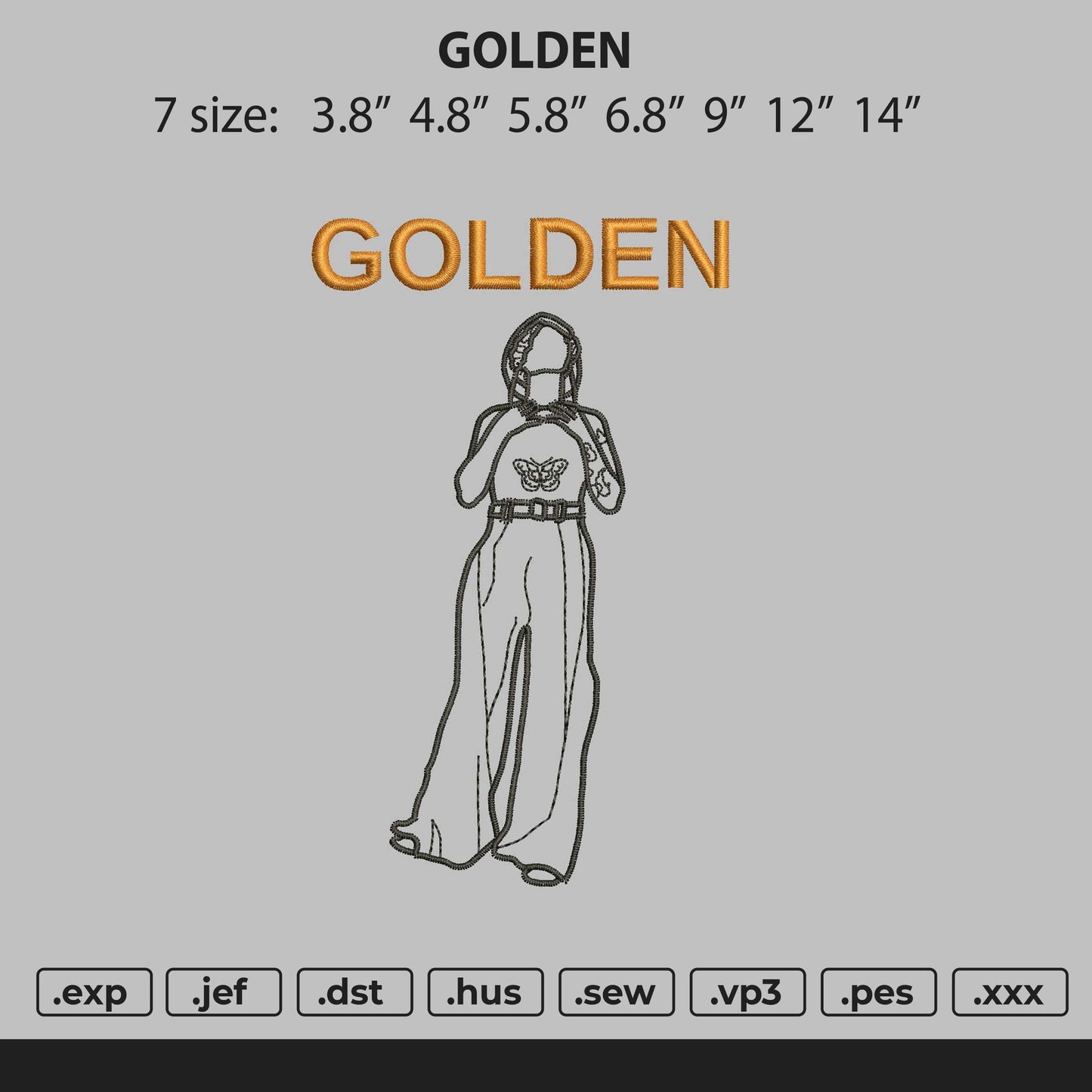 Golden Embroidery File 7 Size