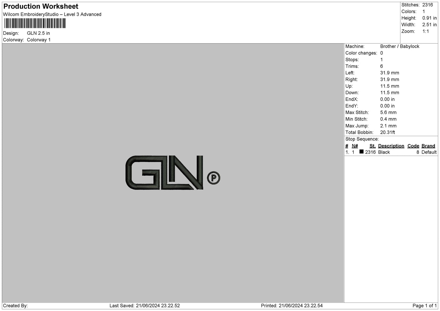 Glntext Embroidery File 6 sizes