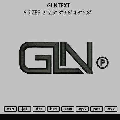 Glntext Embroidery File 6 sizes
