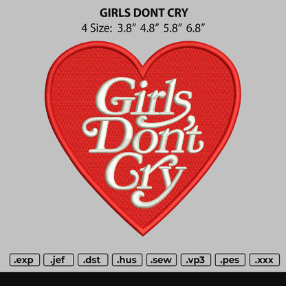 G Dont Cry Text Embroidery File 4 size