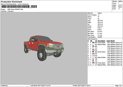 Red Car 0511 Embroidery File 6 sizes