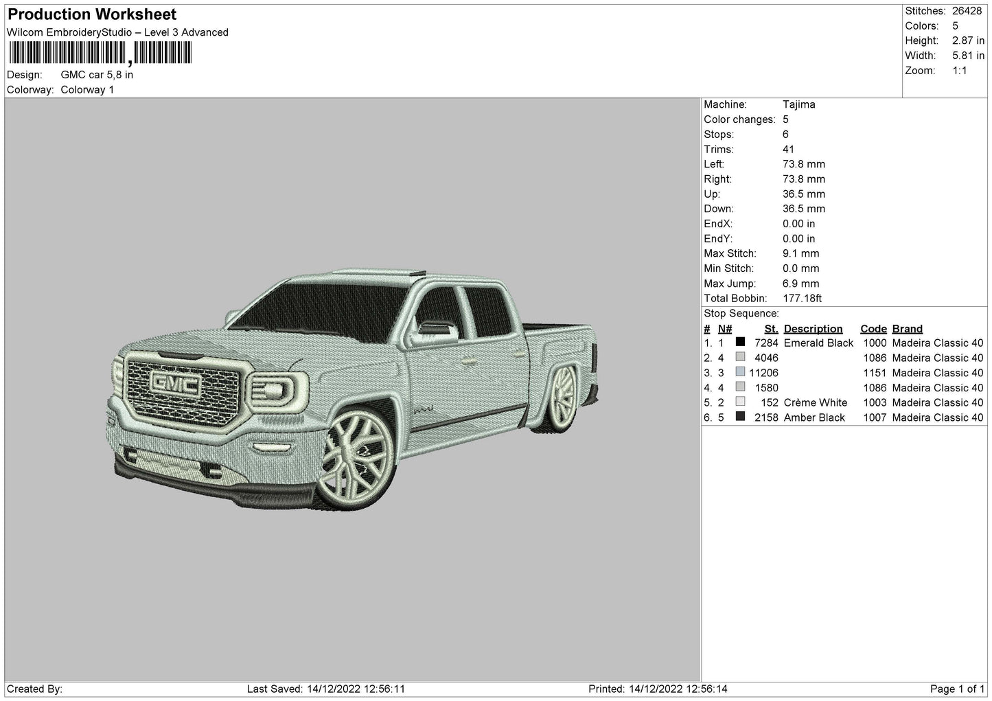 GMC Car Embroidery file 6 sizes