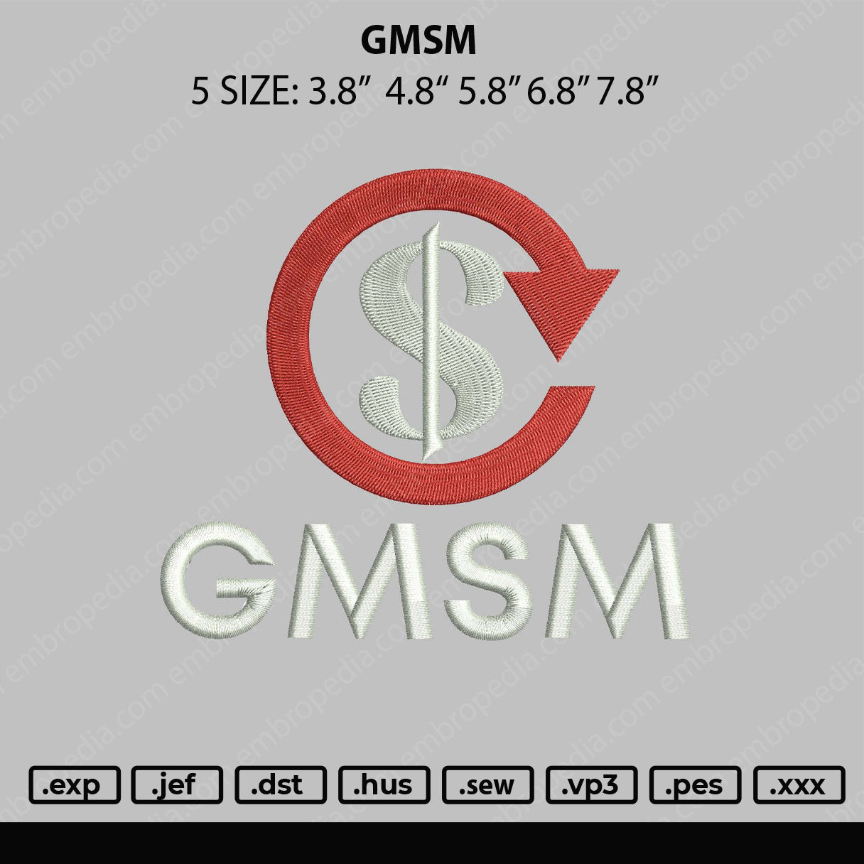 GMSM Embroidery File 5 sizes