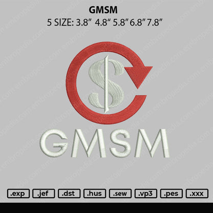 GMSM Embroidery File 5 sizes