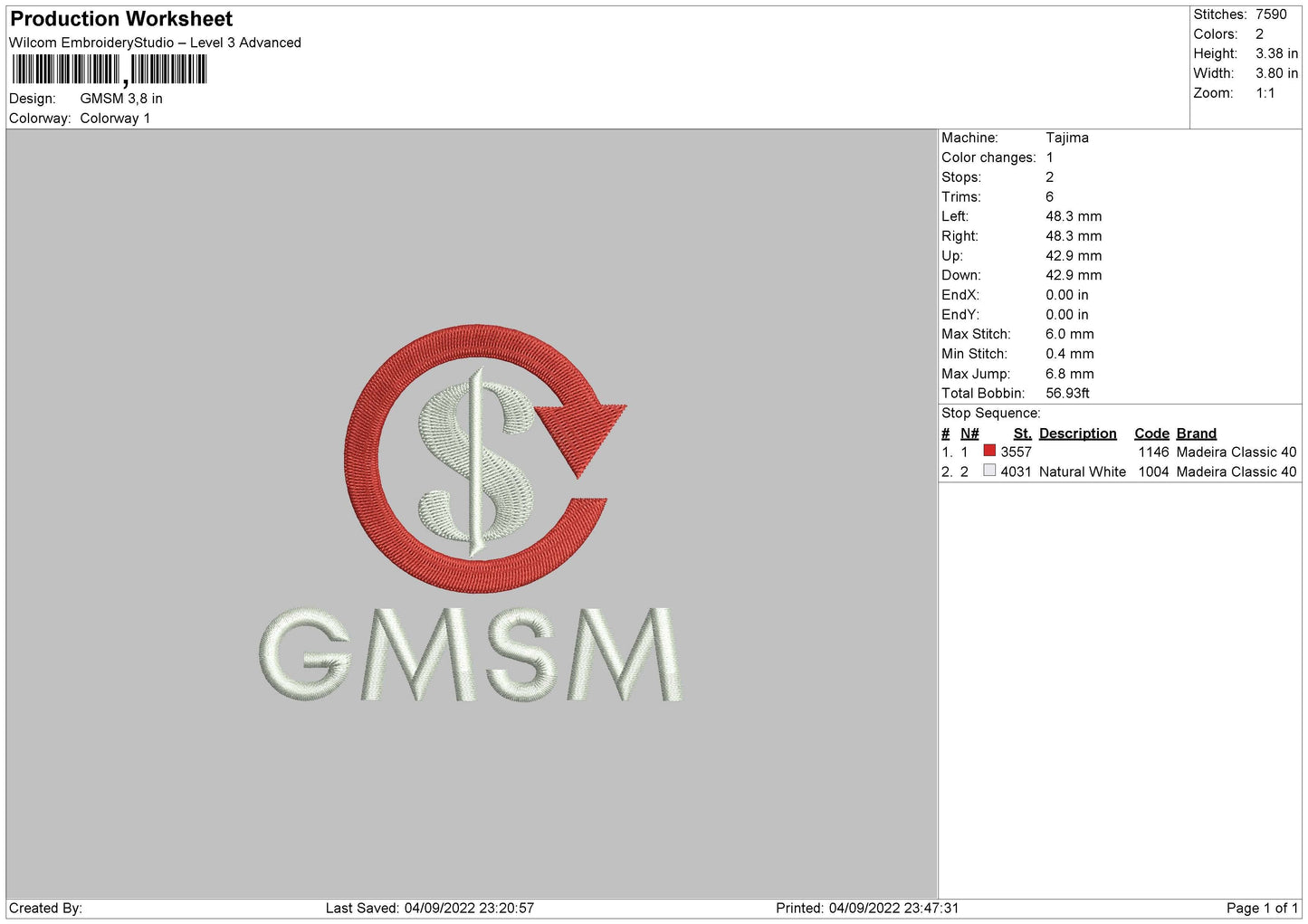 GMSM Embroidery File 5 sizes