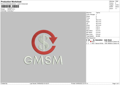 GMSM Embroidery File 5 sizes