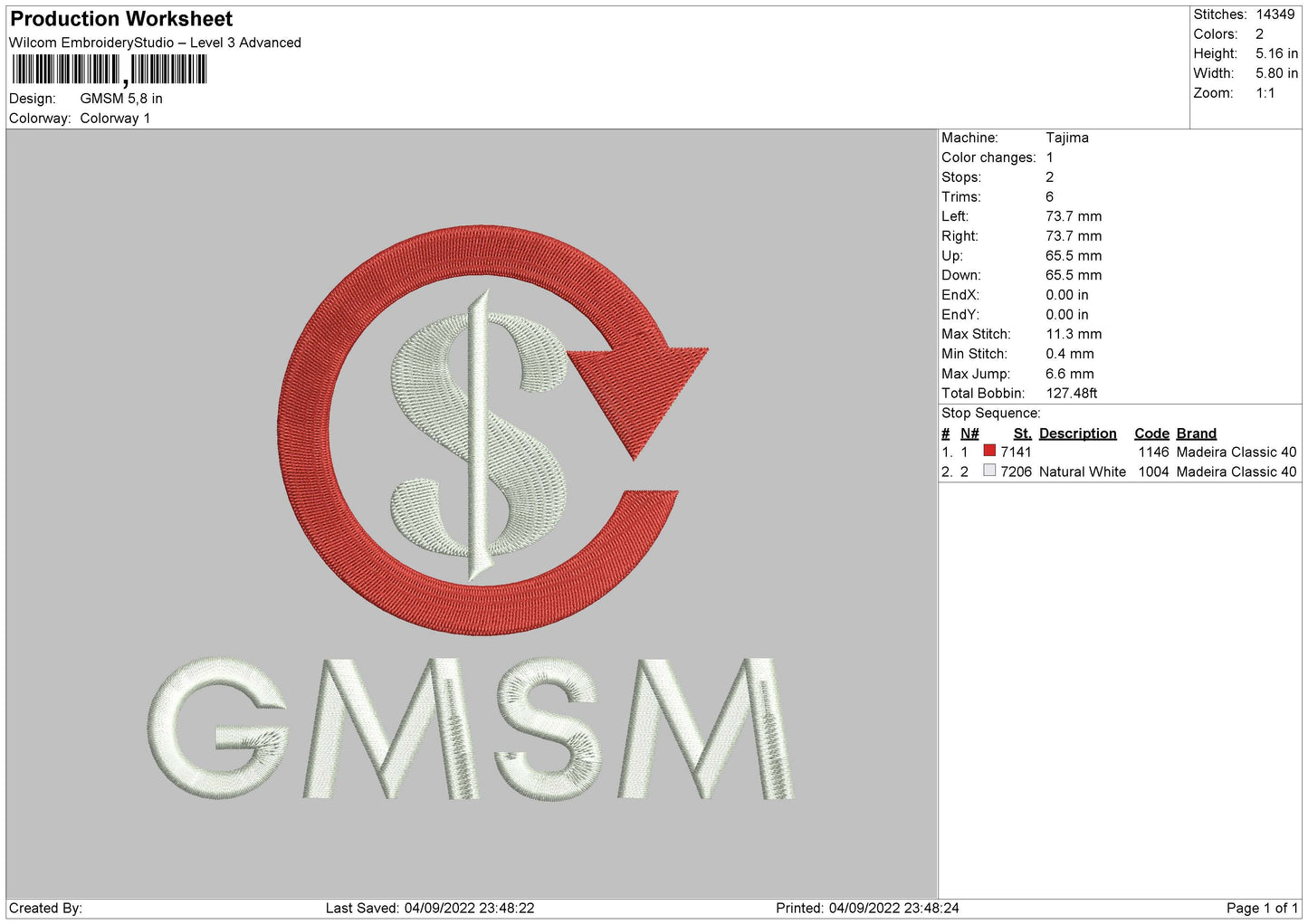 GMSM Embroidery File 5 sizes