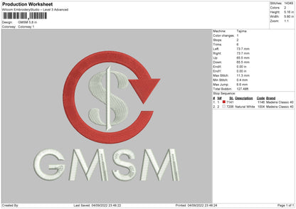 GMSM Embroidery File 5 sizes