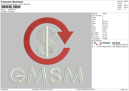 GMSM Embroidery File 5 sizes