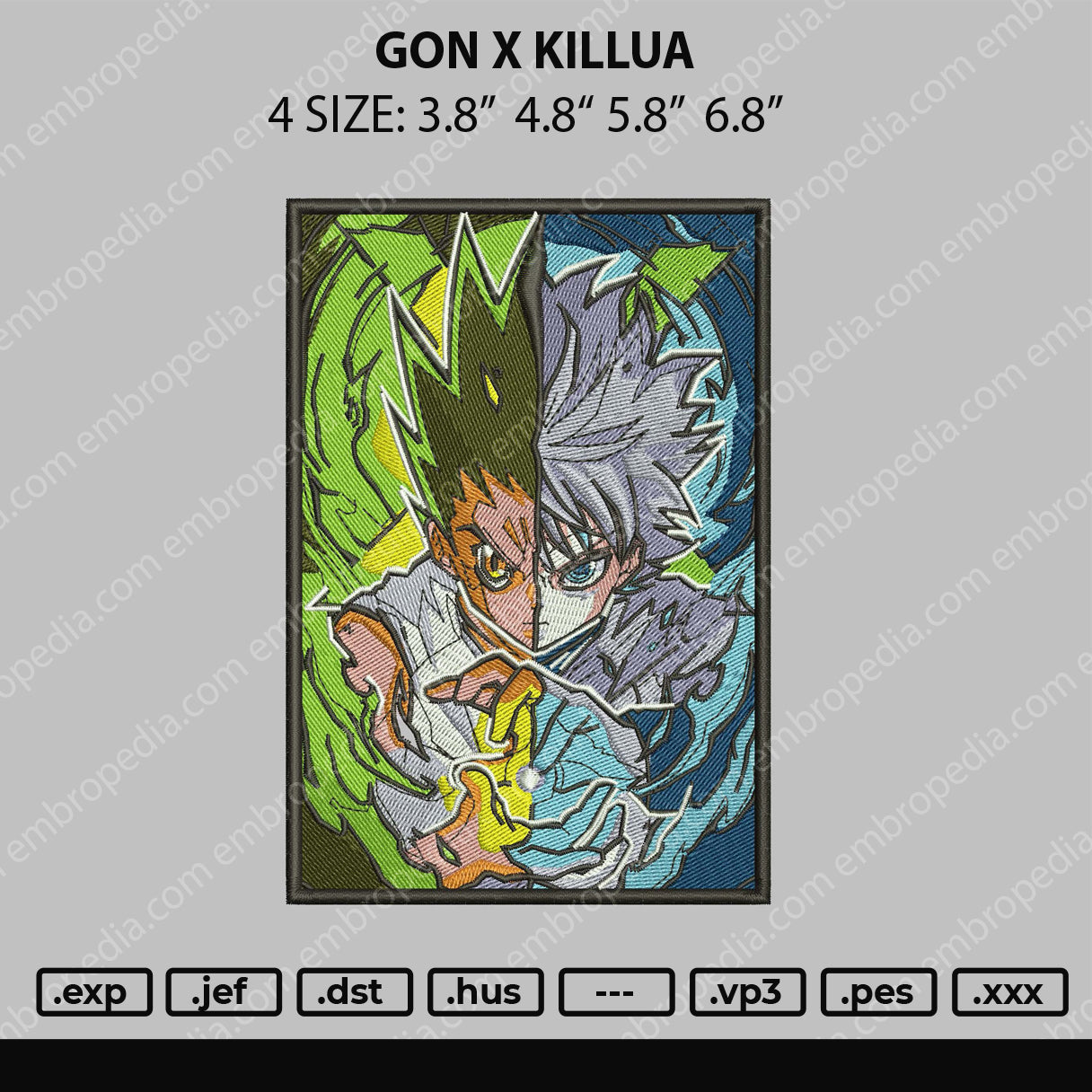 Gon X Killua Embroidery File 4 size