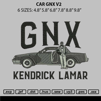 Car Gnx V2 Embroidery File 6 sizes