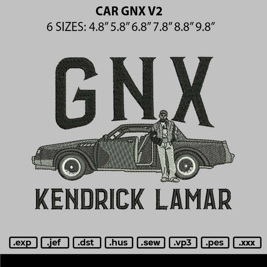 Car Gnx V2 Embroidery File 6 sizes