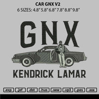 Car Gnx V2 Embroidery File 6 sizes