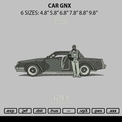 Car Gnx Embroidery File 6 sizes