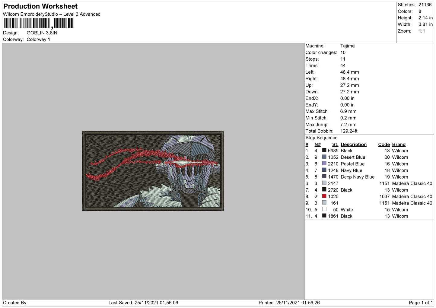 Goblin Embroidery File 4 size