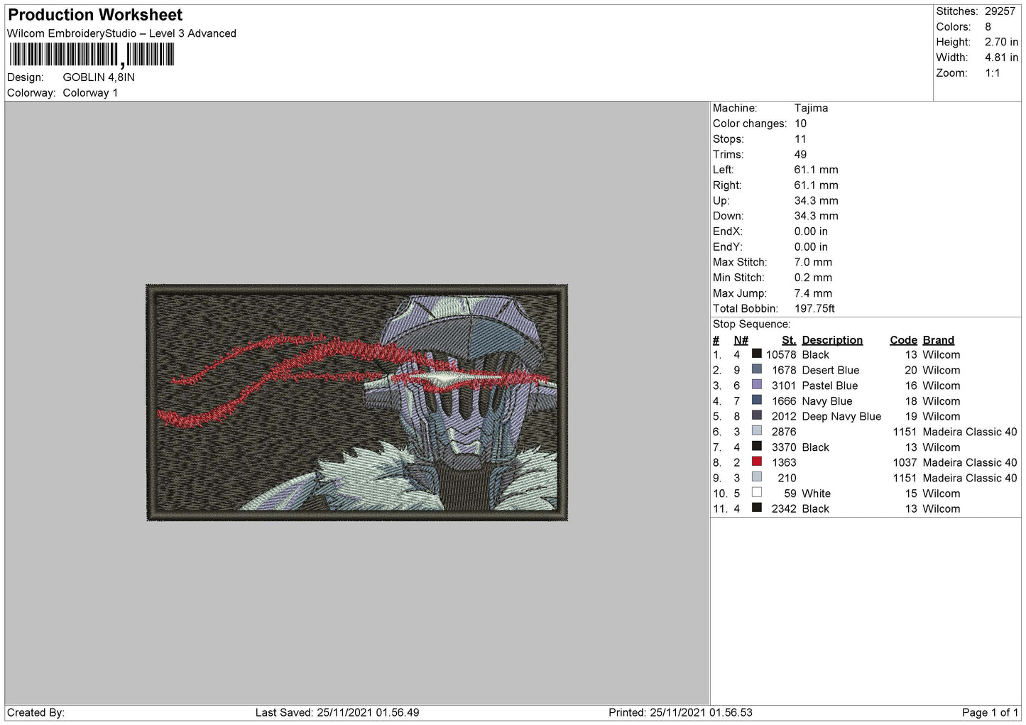 Goblin Embroidery File 4 size