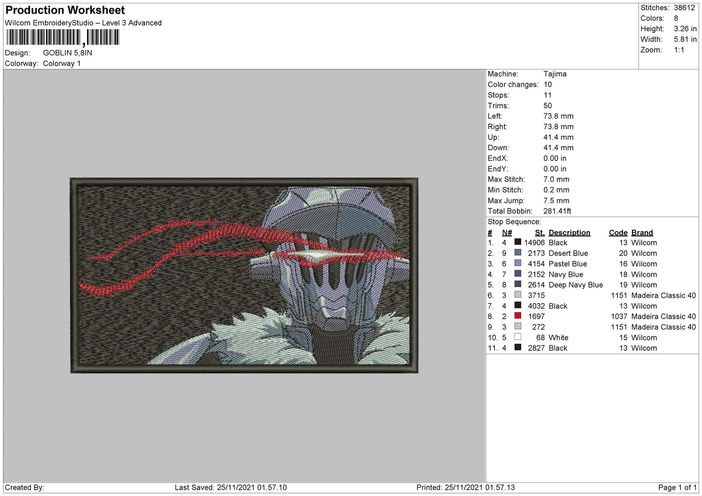 Goblin Embroidery File 4 size