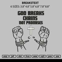 Breakstext Embroidery File 6 sizes