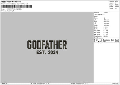 Godfather 24 Embroider File 6 sizes