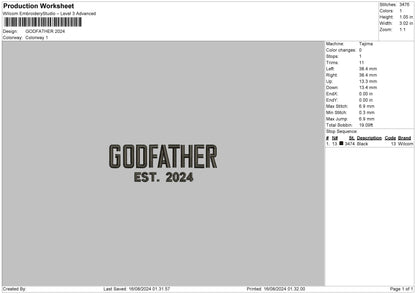 Godfather 24 Embroider File 6 sizes