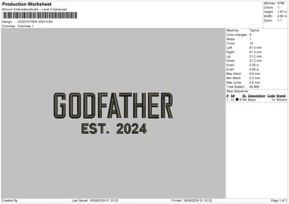 Godfather 24 Embroider File 6 sizes