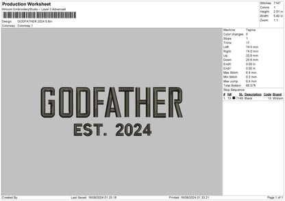 Godfather 24 Embroider File 6 sizes