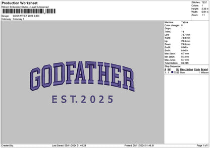Fathertext 25 Embroidery File 6 sizes
