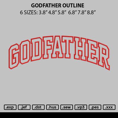 Godfather Outline Embroidery File 6 sizes