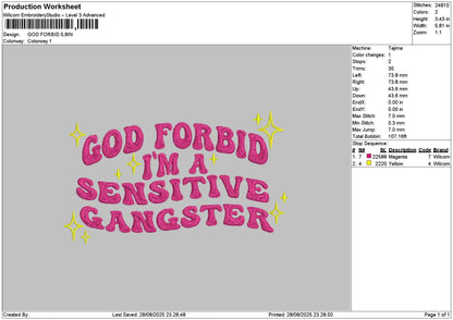 Godtext 2808 Embroidery File 6 sizes