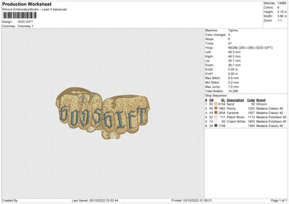 Gods Gift Embroidery File 5 sizes