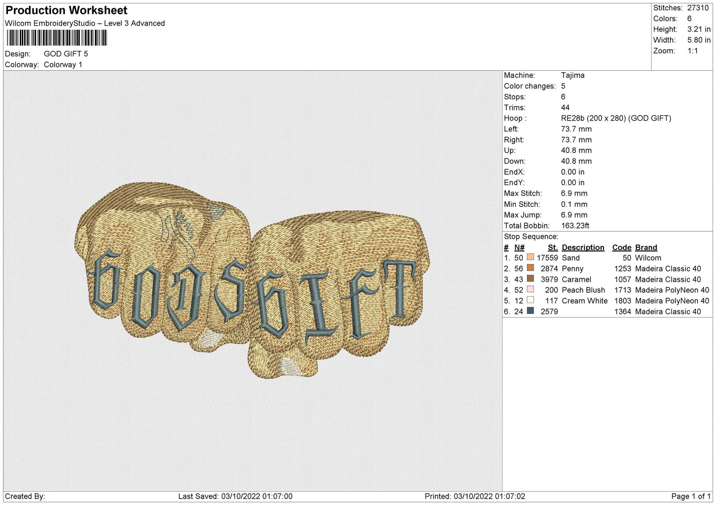 Gods Gift Embroidery File 5 sizes