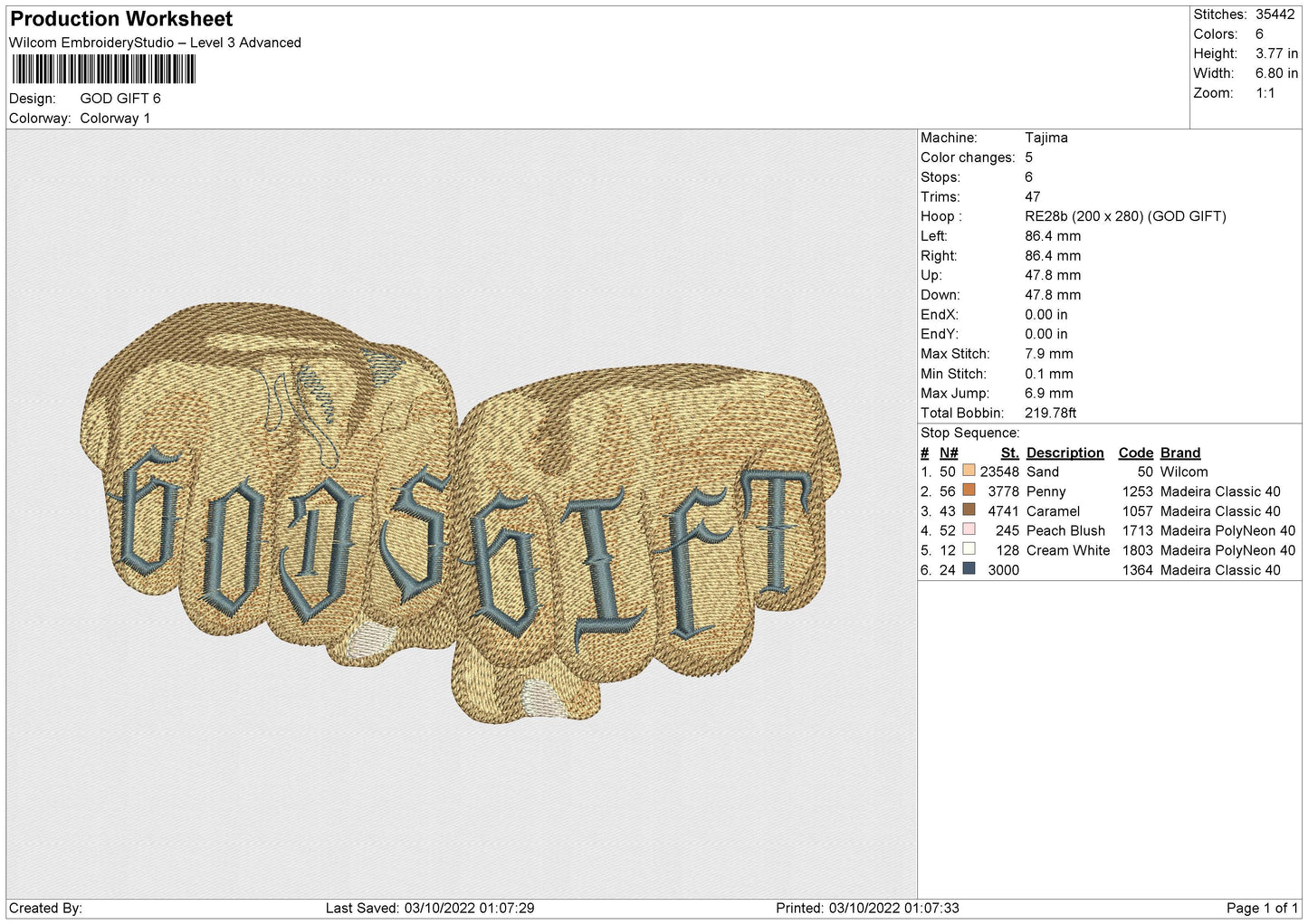 Gods Gift Embroidery File 5 sizes