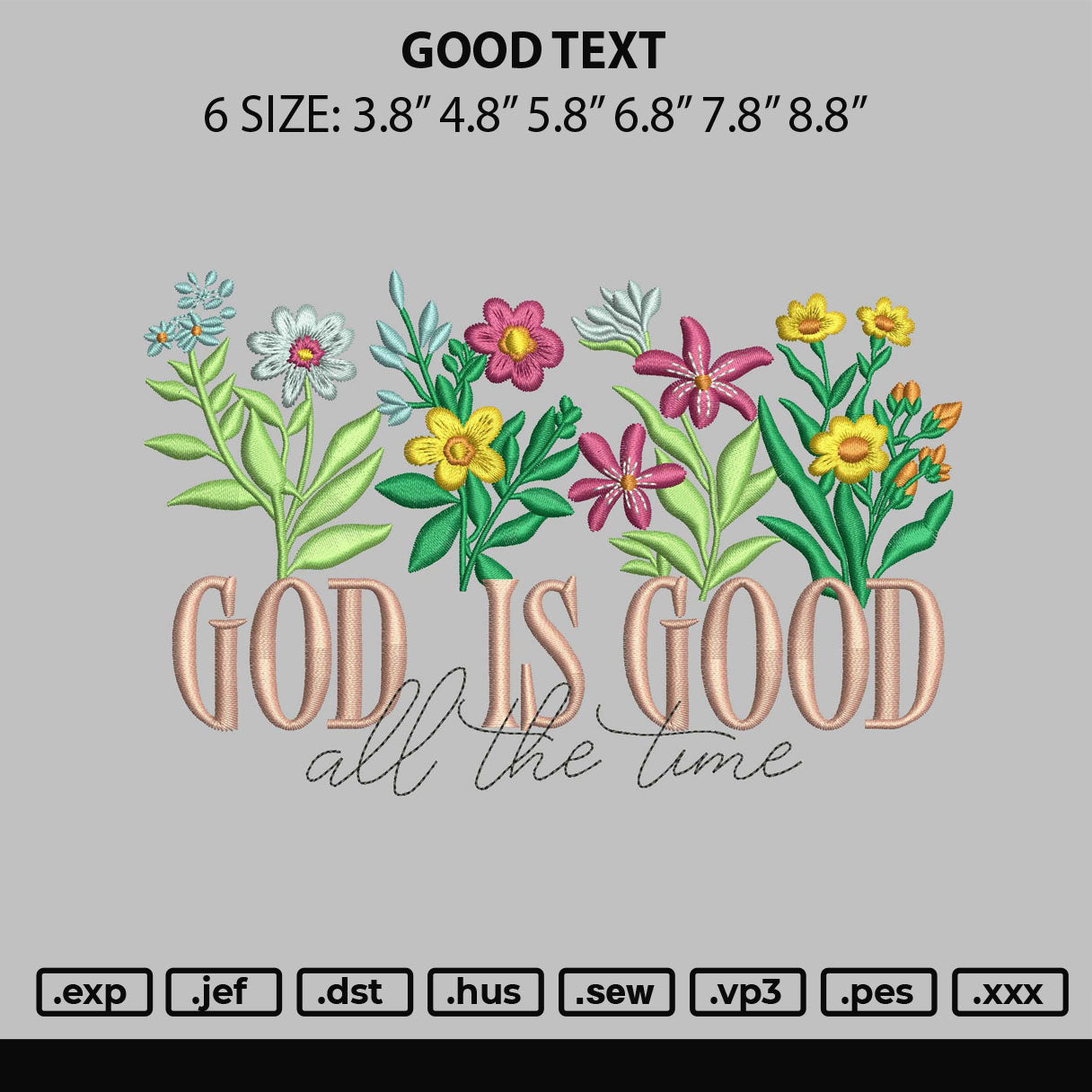 Good Text Embroidery File 6 sizes