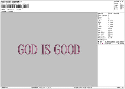 God Text 01 Embroidery File 6 sizes