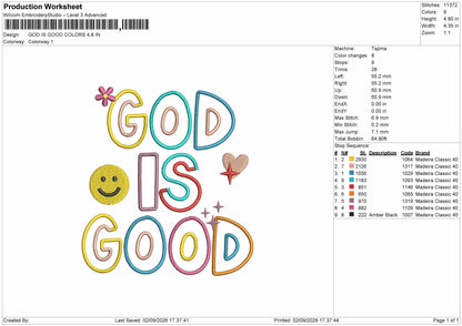 God Text 0209 Embroidery Machine Design File 6 sizes