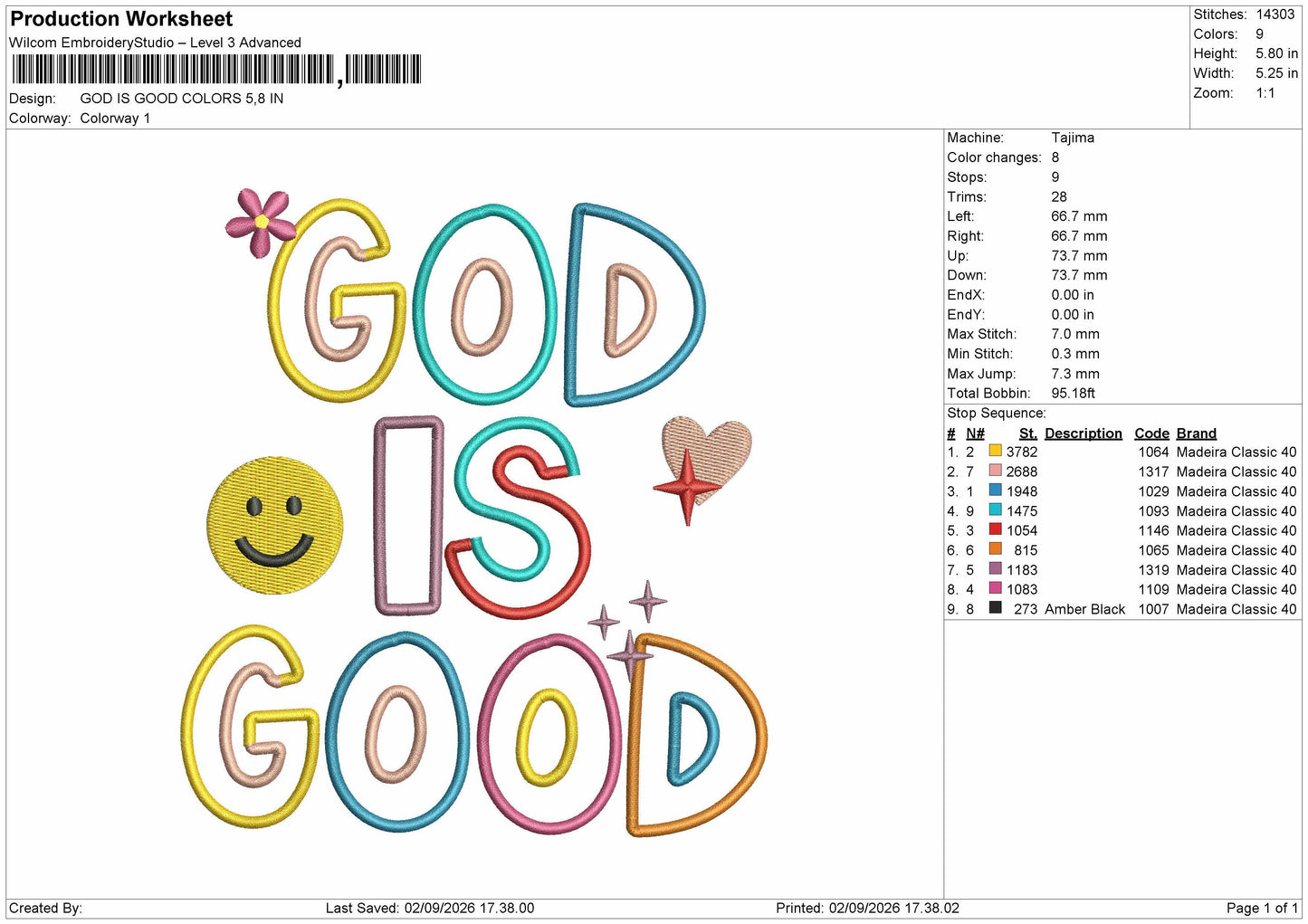 God Text 0209 Embroidery Machine Design File 6 sizes