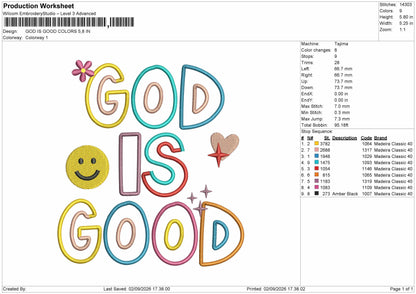 God Text 0209 Embroidery Machine Design File 6 sizes