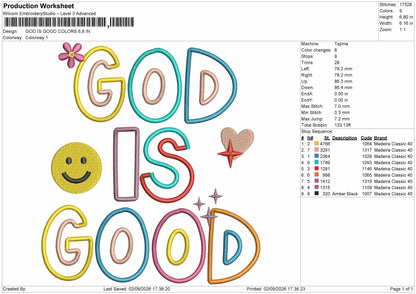 God Text 0209 Embroidery Machine Design File 6 sizes