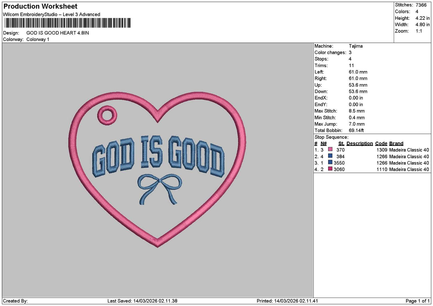 Godtext 1403 Embroidery File 6 sizes