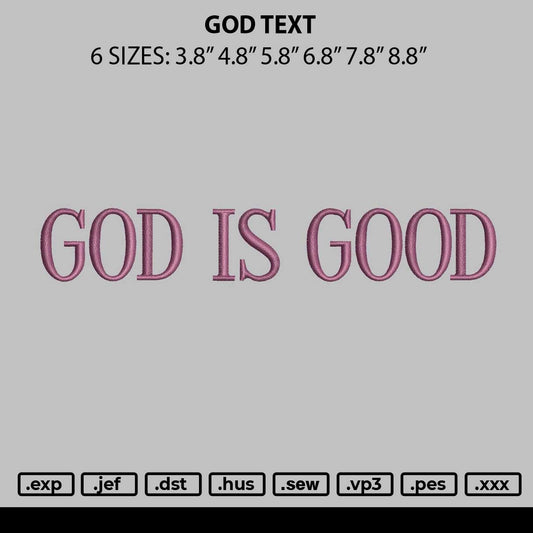 God Text 01 Embroidery File 6 sizes