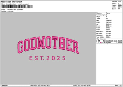 Mothertext 25 Embroidery File 6 sizes