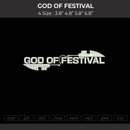 God Of Festival Embroidery File 4 size
